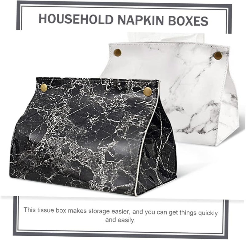 غطاء صندوق المناديل ذو نمط الرخام موزع قابل للسحب لحفظ الأدوات المنزلية - Image 3